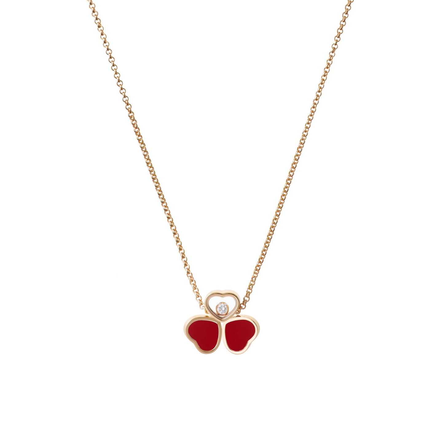 HAPPY HEARTS WINGS NECKLACE, ETHICAL ROSE GOLD, DIAMOND, RED STONE 81A083-5811