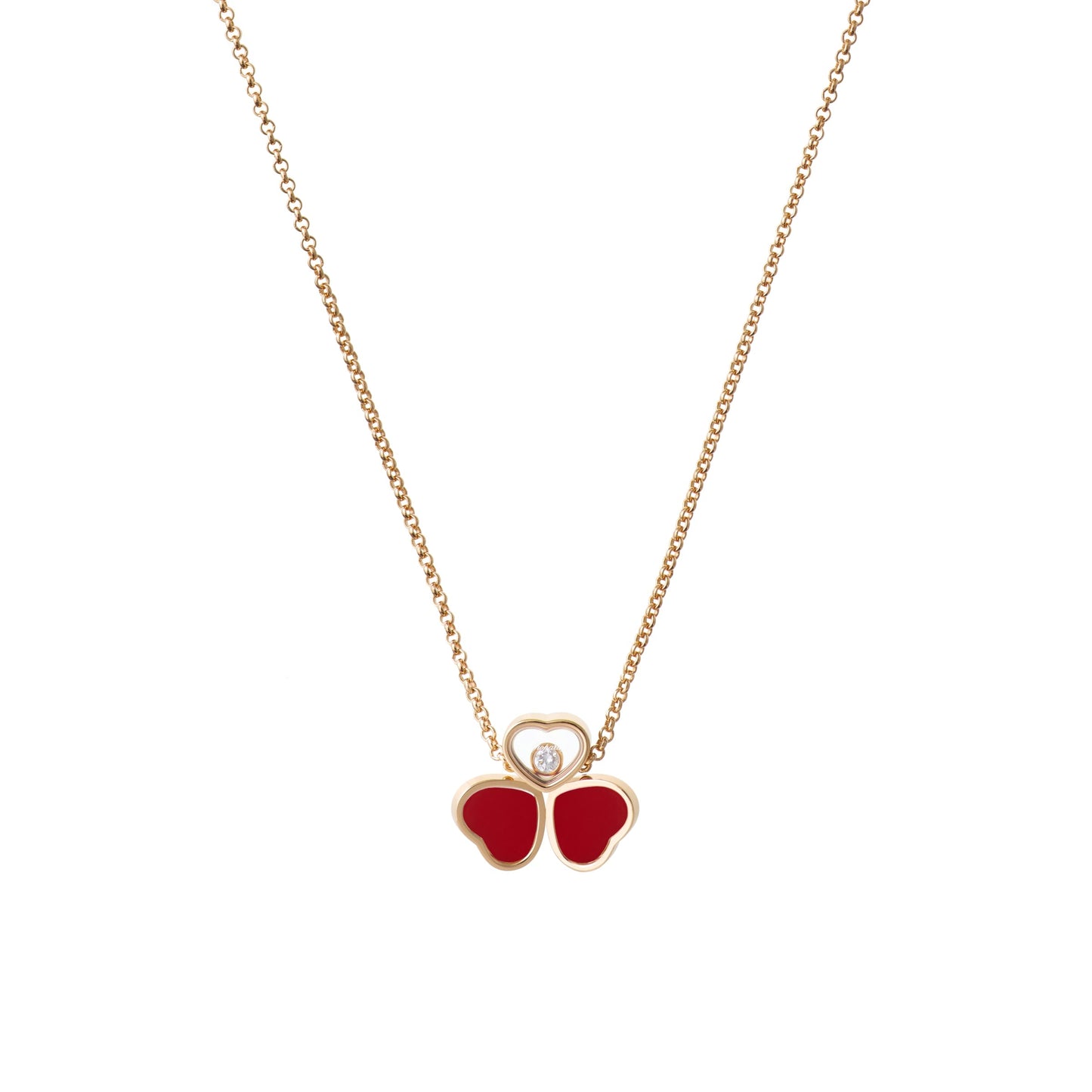 HAPPY HEARTS WINGS NECKLACE, ETHICAL ROSE GOLD, DIAMOND, RED STONE 81A083-5811