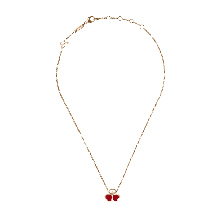 HAPPY HEARTS WINGS NECKLACE, ETHICAL ROSE GOLD, DIAMOND, RED STONE 81A083-5811
