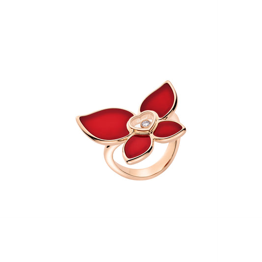 HAPPY BUTTERFLY X MARIAH CAREY RING, ETHICAL ROSE GOLD, DIAMOND, CARNELIAN 828599-5010
