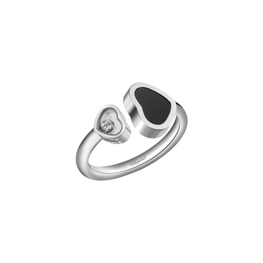 HAPPY HEARTS RING, ETHICAL WHITE GOLD, DIAMOND, ONYX 829482-1200