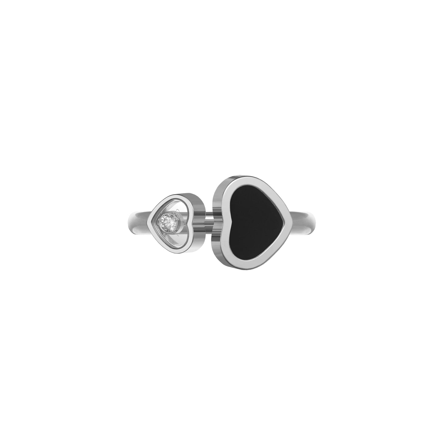 HAPPY HEARTS RING, ETHICAL WHITE GOLD, DIAMOND, ONYX 829482-1200