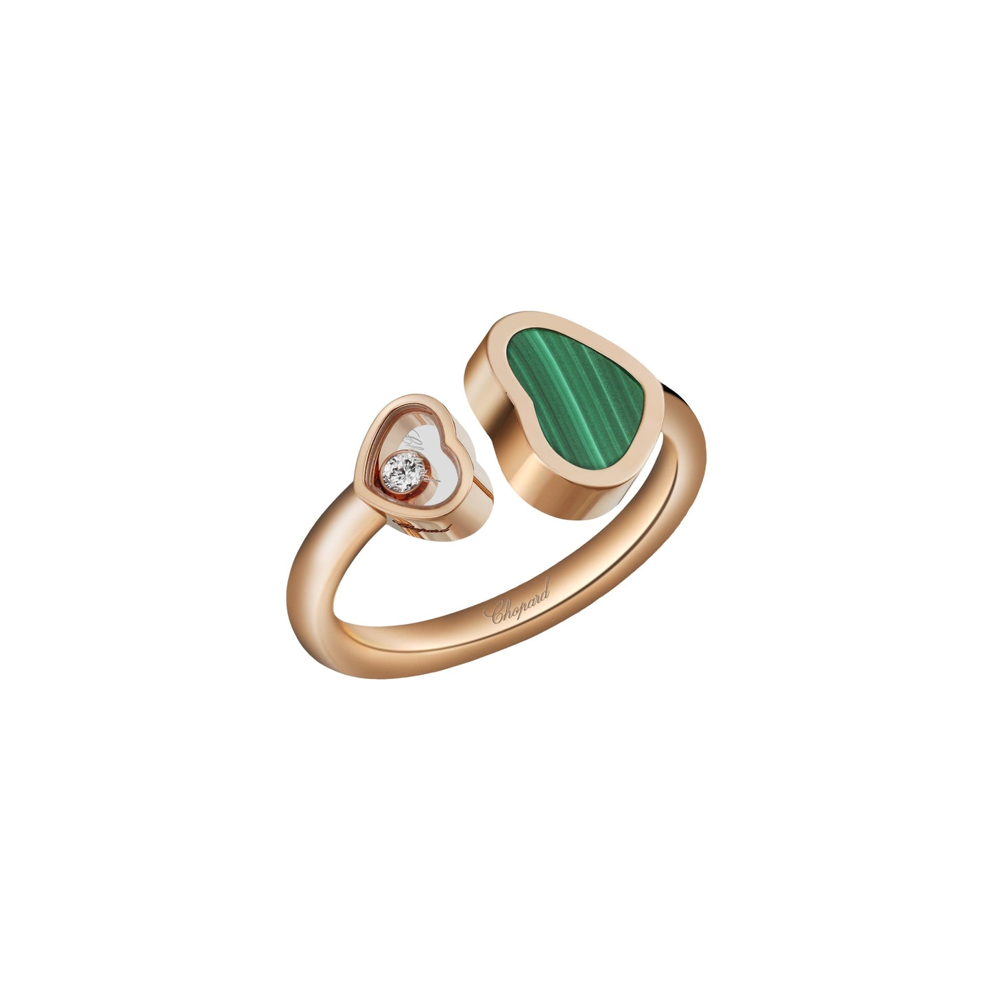 HAPPY HEARTS RING, ETHICAL ROSE GOLD, DIAMOND, MALACHITE 829482-5102