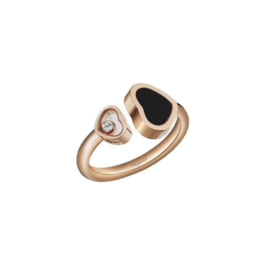 HAPPY HEARTS RING, ETHICAL ROSE GOLD, DIAMOND, ONYX 829482-5200