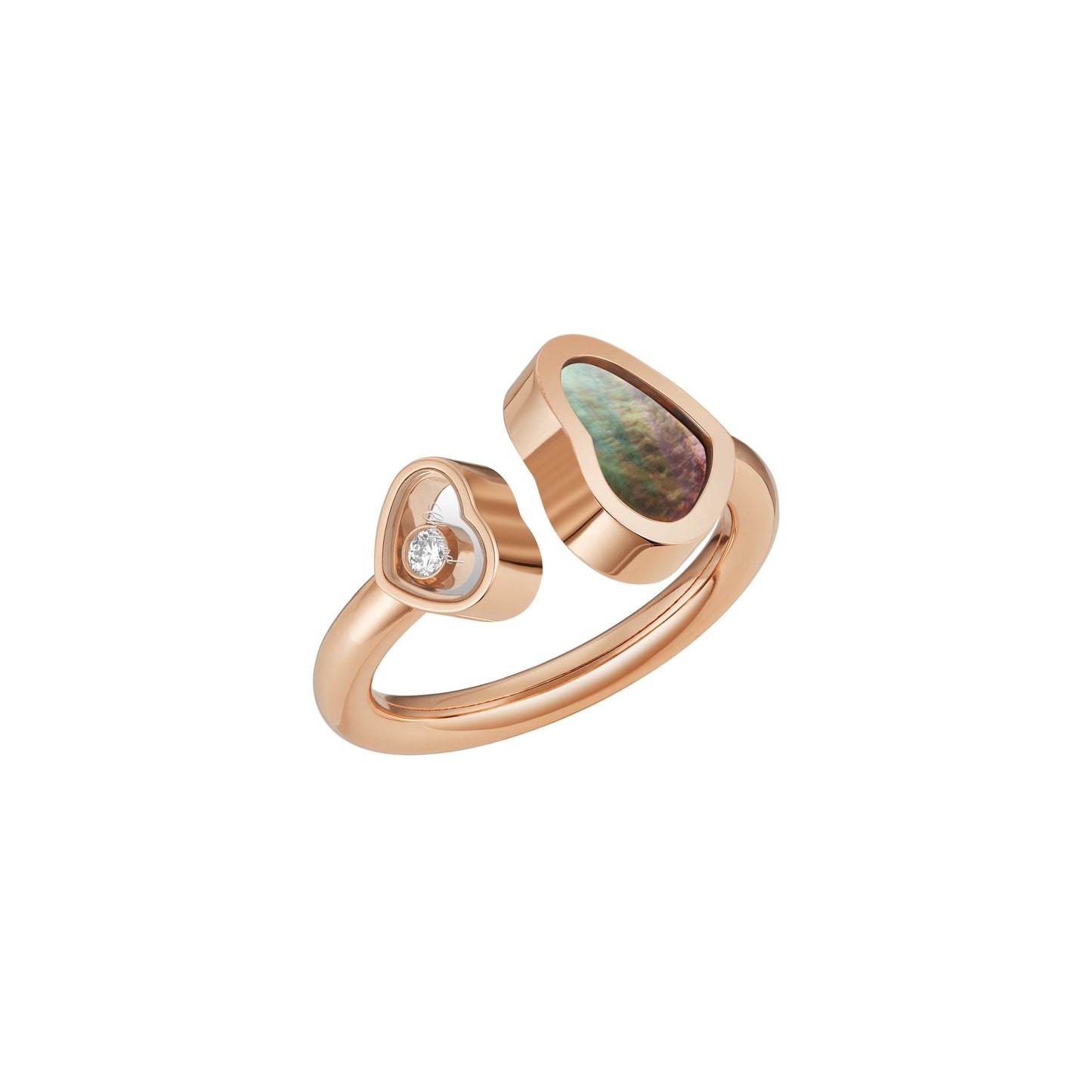 HAPPY HEARTS RING, ETHICAL ROSE GOLD, DIAMOND, BLACK TAHITIAN MOTHER-OF-PEARL 829482-5320
