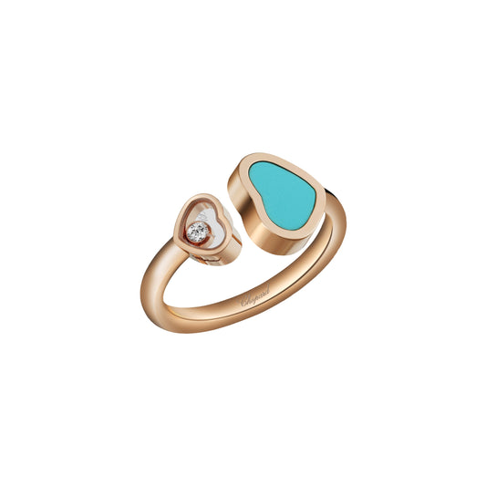 HAPPY HEARTS RING, ETHICAL ROSE GOLD, DIAMOND, TURQUOISE STONE 829482-5400