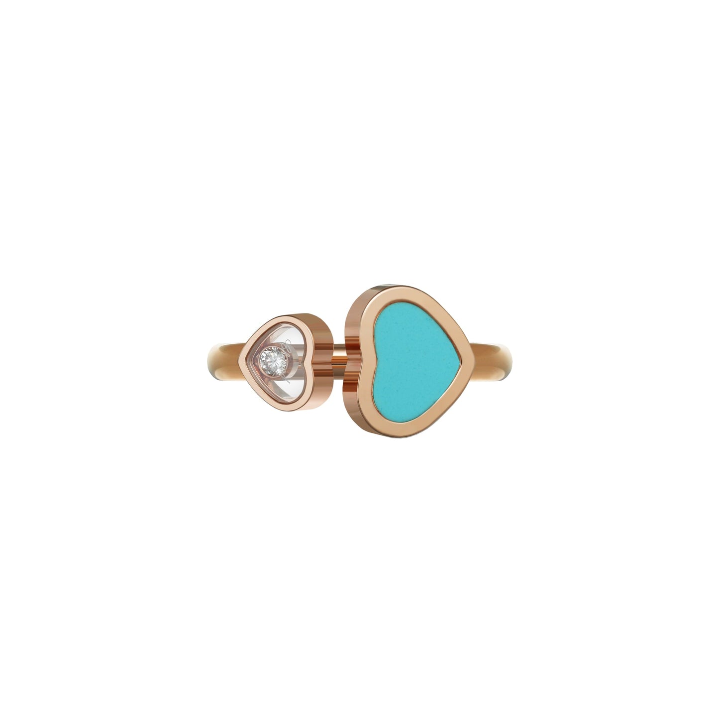 HAPPY HEARTS RING, ETHICAL ROSE GOLD, DIAMOND, TURQUOISE STONE 829482-5400