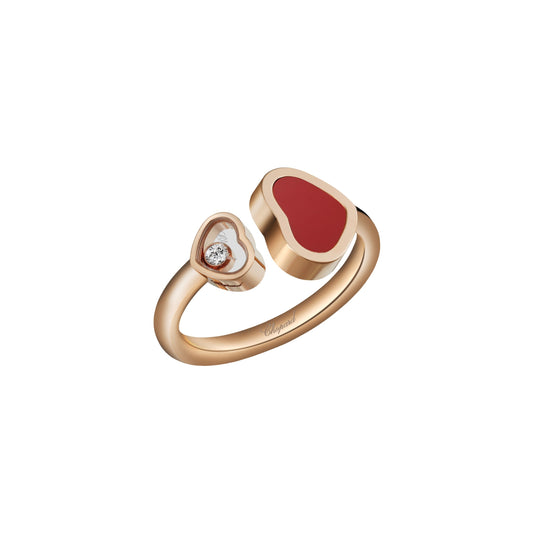 HAPPY HEARTS RING, ETHICAL ROSE GOLD, DIAMOND, RED STONE 829482-5800