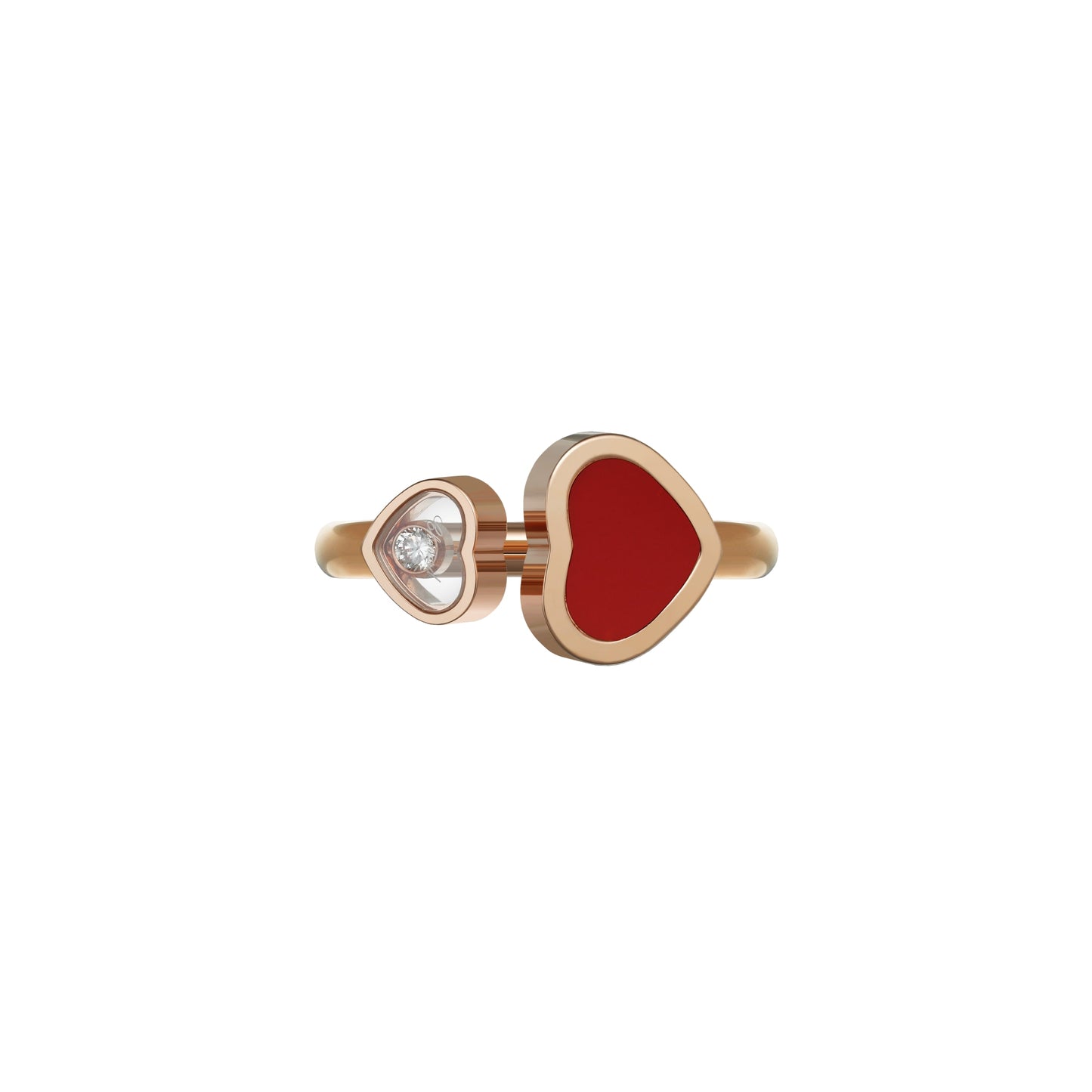 HAPPY HEARTS RING, ETHICAL ROSE GOLD, DIAMOND, RED STONE 829482-5800