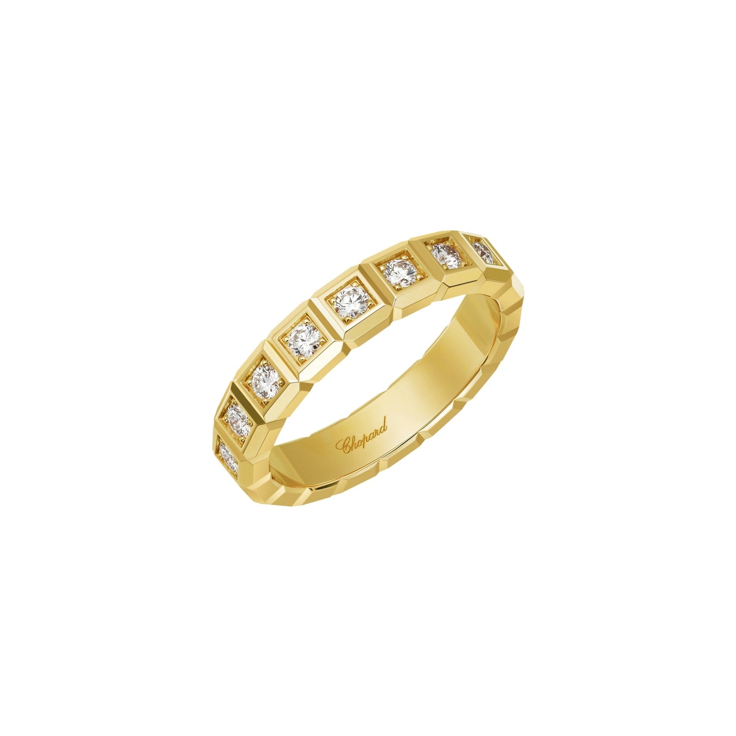 ICE CUBE RING, ETHICAL YELLOW GOLD, HALF-SET DIAMONDS 829834-0039