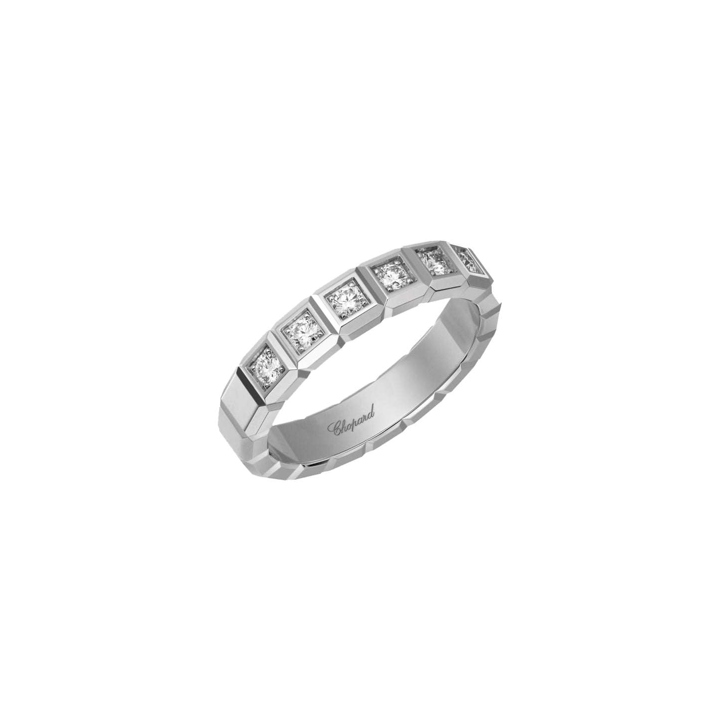 ICE CUBE RING, ETHICAL WHITE GOLD, HALF-SET DIAMONDS 829834-1039