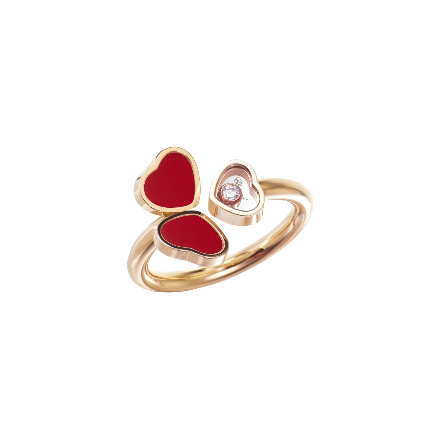HAPPY HEARTS WINGS RING, ETHICAL ROSE GOLD, DIAMOND, RED STONE 82A083-5800