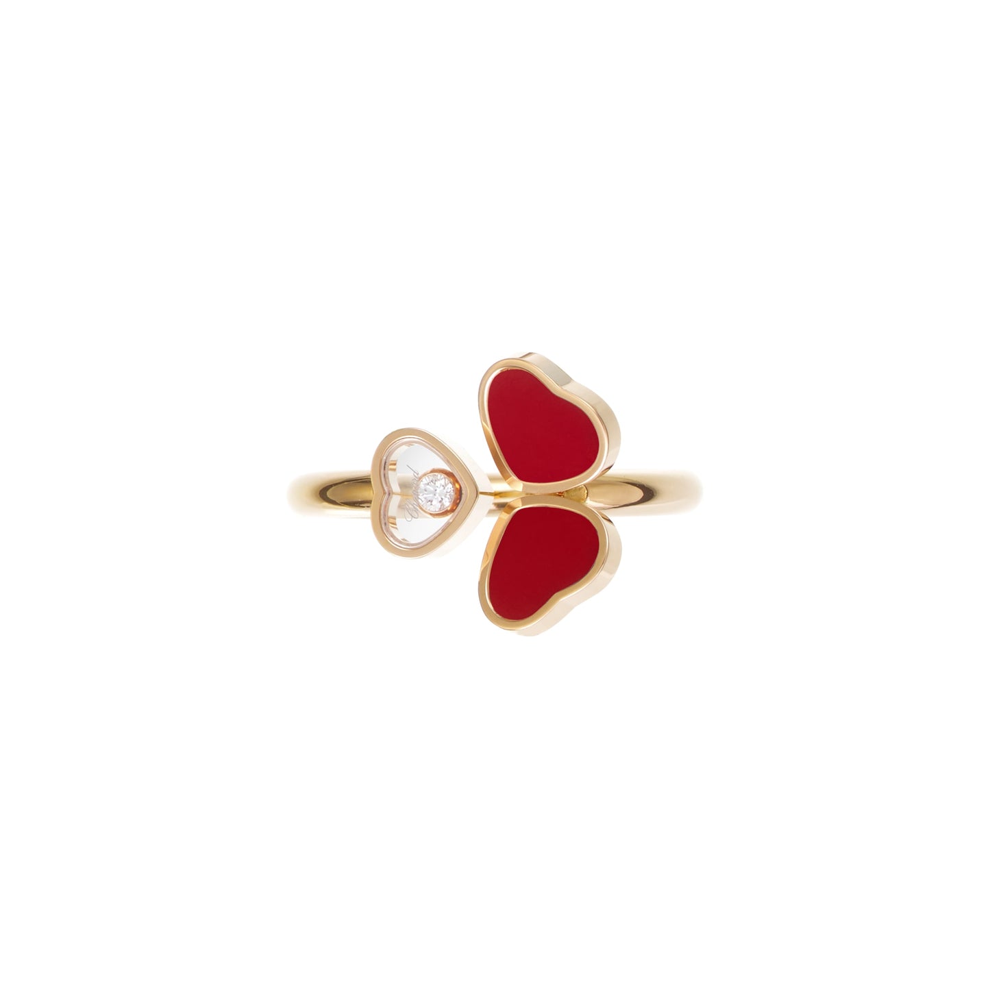HAPPY HEARTS WINGS RING, ETHICAL ROSE GOLD, DIAMOND, RED STONE 82A083-5800