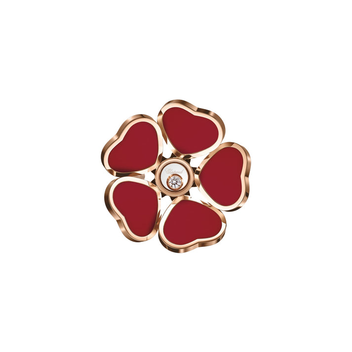 HAPPY HEARTS FLOWERS RING, ETHICAL ROSE GOLD, DIAMOND, RED STONE 82A085-5800