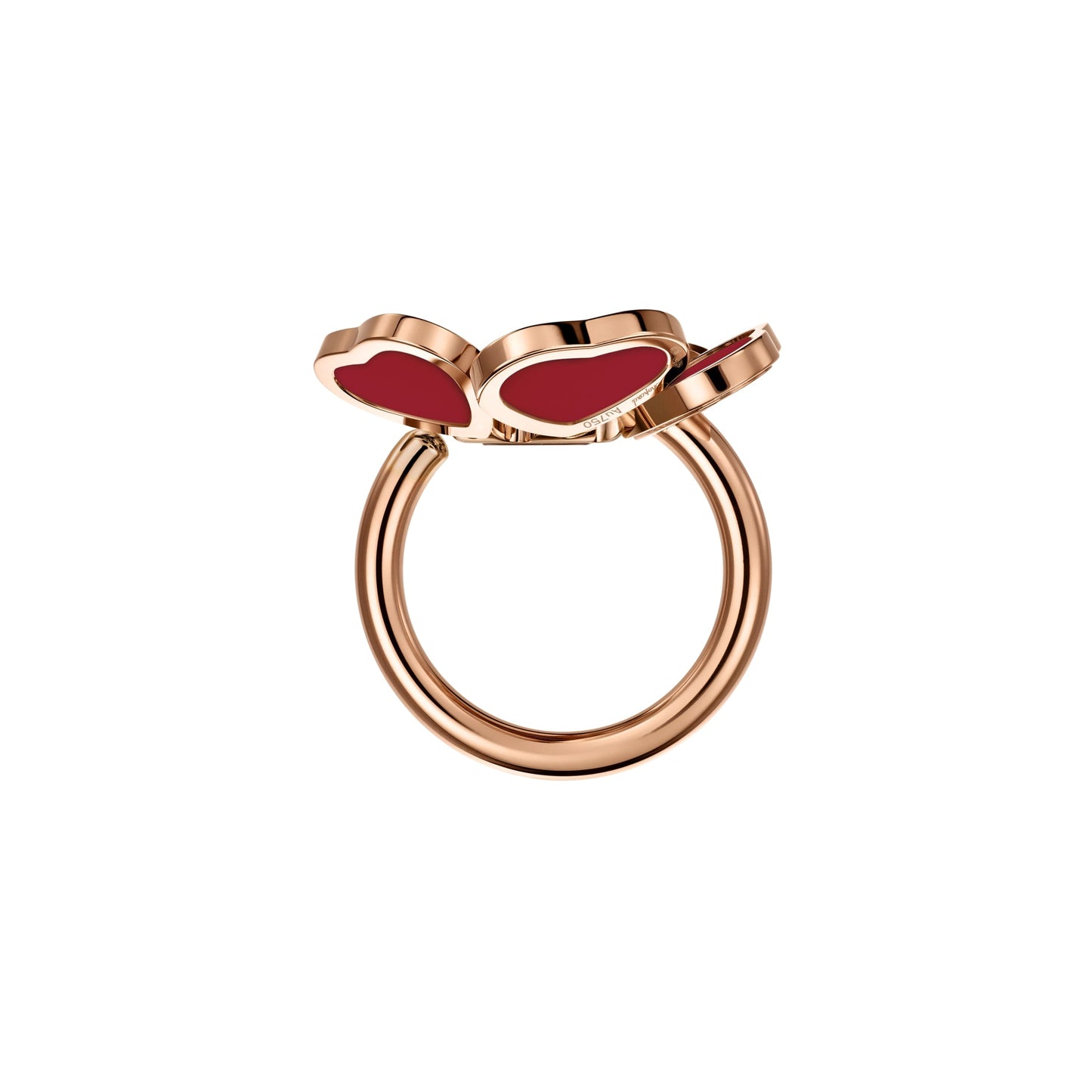 HAPPY HEARTS FLOWERS RING, ETHICAL ROSE GOLD, DIAMOND, RED STONE 82A085-5800