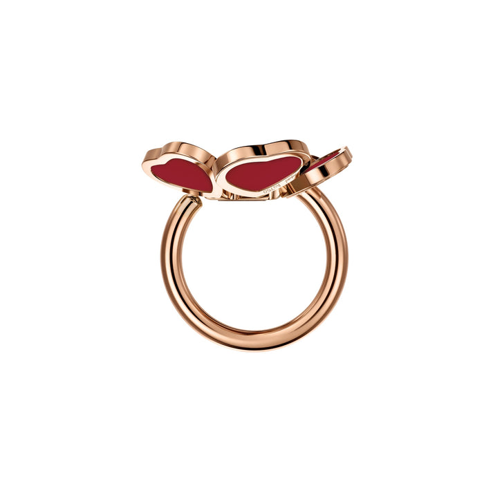 HAPPY HEARTS FLOWERS RING, ETHICAL ROSE GOLD, DIAMOND, RED STONE 82A085-5800