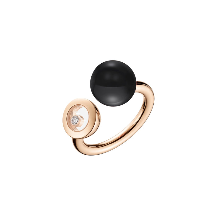 HAPPY DIAMONDS PLANET RING, ETHICAL ROSE GOLD, DIAMONDS, ONYX 82A619-5200