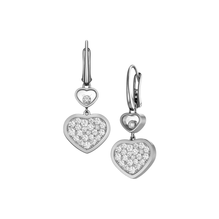 HAPPY HEARTS EARRINGS, ETHICAL WHITE GOLD, DIAMONDS 837482-1009