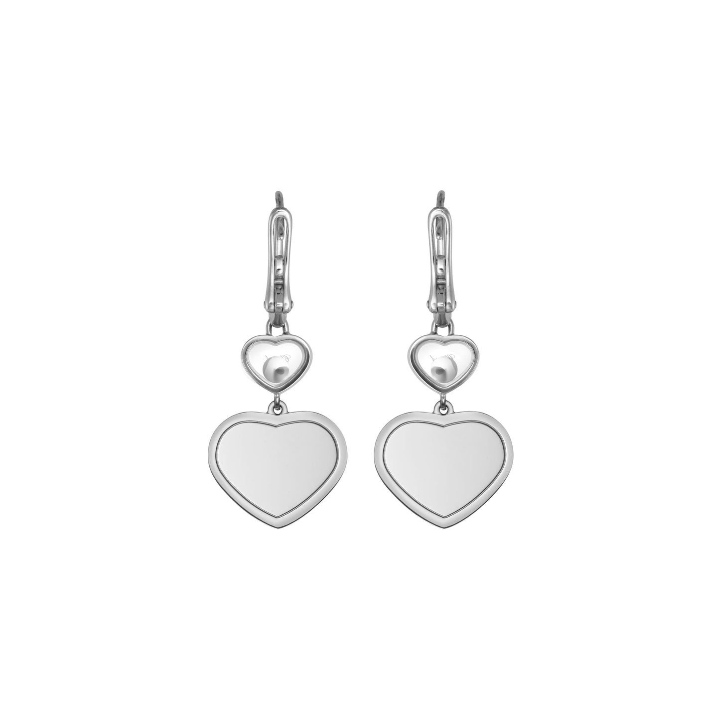HAPPY HEARTS EARRINGS, ETHICAL WHITE GOLD, DIAMONDS 837482-1009