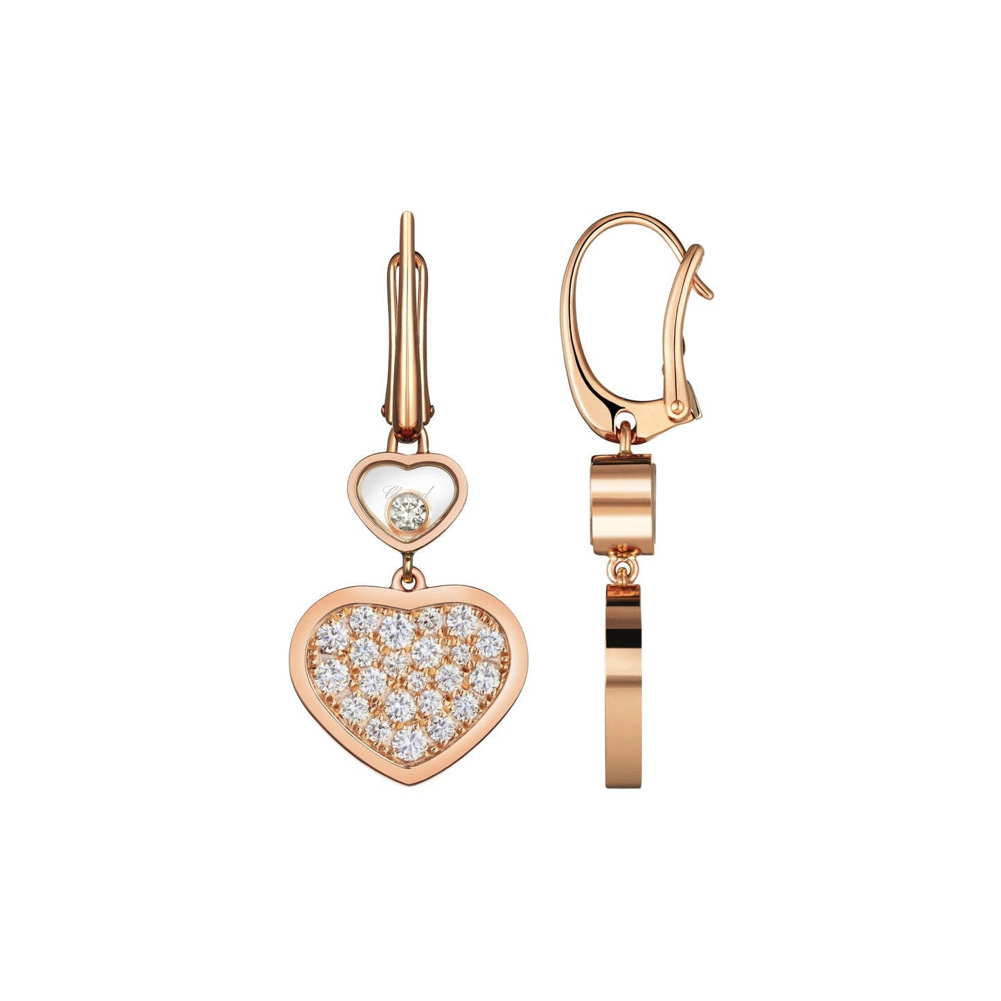 HAPPY HEARTS EARRINGS, ETHICAL ROSE GOLD, DIAMONDS 837482-5009