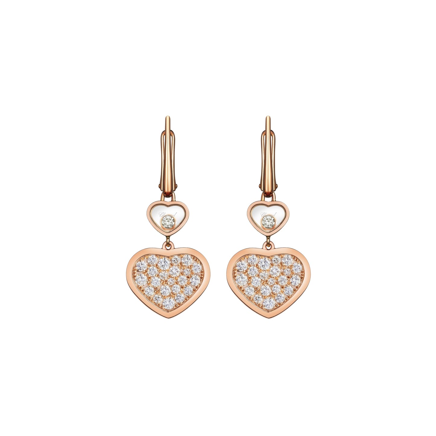 HAPPY HEARTS EARRINGS, ETHICAL ROSE GOLD, DIAMONDS 837482-5009