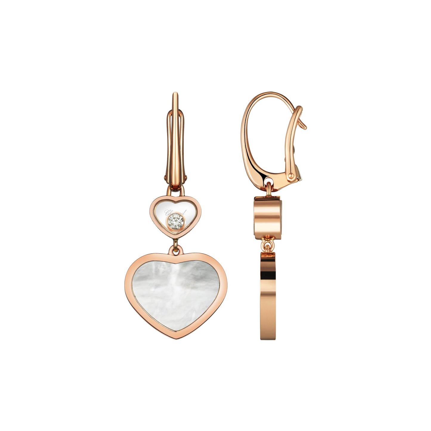 HAPPY HEARTS EARRINGS, ETHICAL ROSE GOLD, DIAMONDS, MOTHER-OF-PEARL 837482-5310
