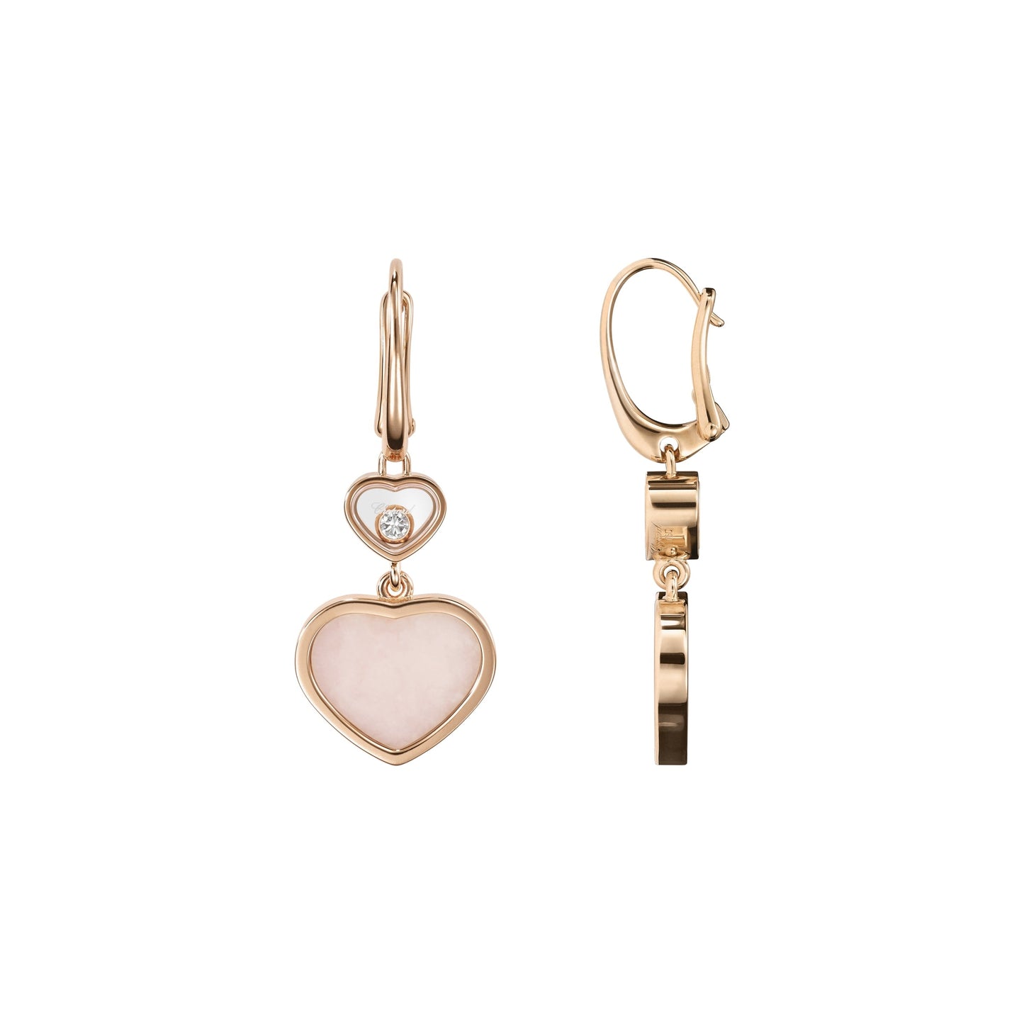 HAPPY HEARTS EARRINGS, ETHICAL ROSE GOLD, DIAMONDS, PINK OPAL 837482-5620