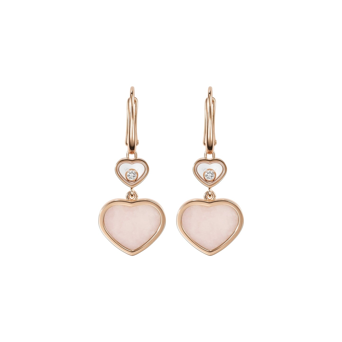 HAPPY HEARTS EARRINGS, ETHICAL ROSE GOLD, DIAMONDS, PINK OPAL 837482-5620