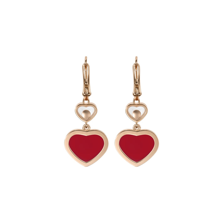 HAPPY HEARTS EARRINGS, ETHICAL ROSE GOLD, DIAMONDS, CARNELIAN 837482-5820