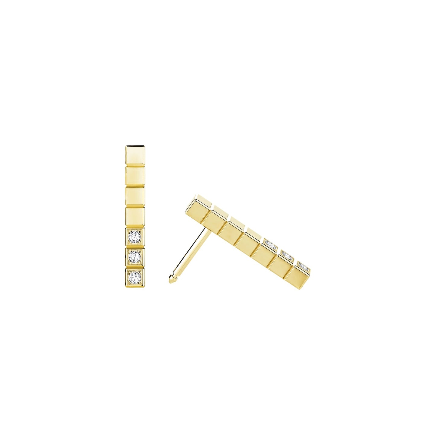 ICE CUBE EARRINGS, ETHICAL YELLOW GOLD, HALF-SET DIAMONDS 837702-0002