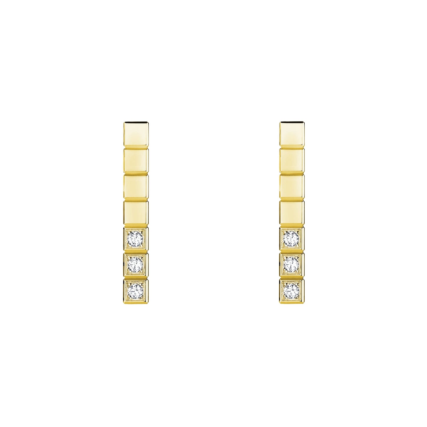 ICE CUBE EARRINGS, ETHICAL YELLOW GOLD, HALF-SET DIAMONDS 837702-0002