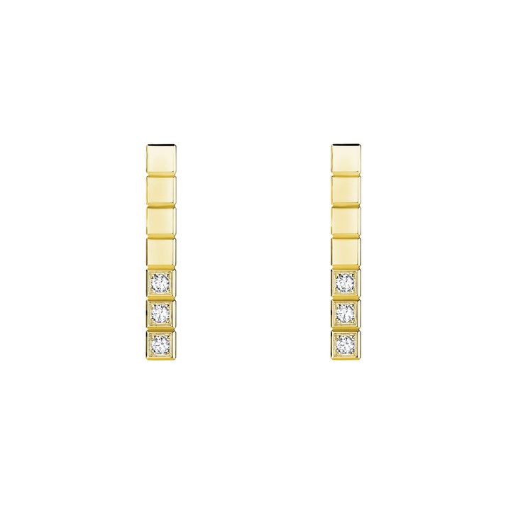 ICE CUBE EARRINGS, ETHICAL YELLOW GOLD, HALF-SET DIAMONDS 837702-0002