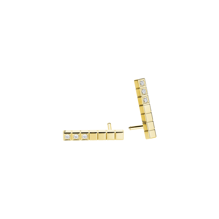ICE CUBE EARRINGS, ETHICAL YELLOW GOLD, HALF-SET DIAMONDS 837702-0002