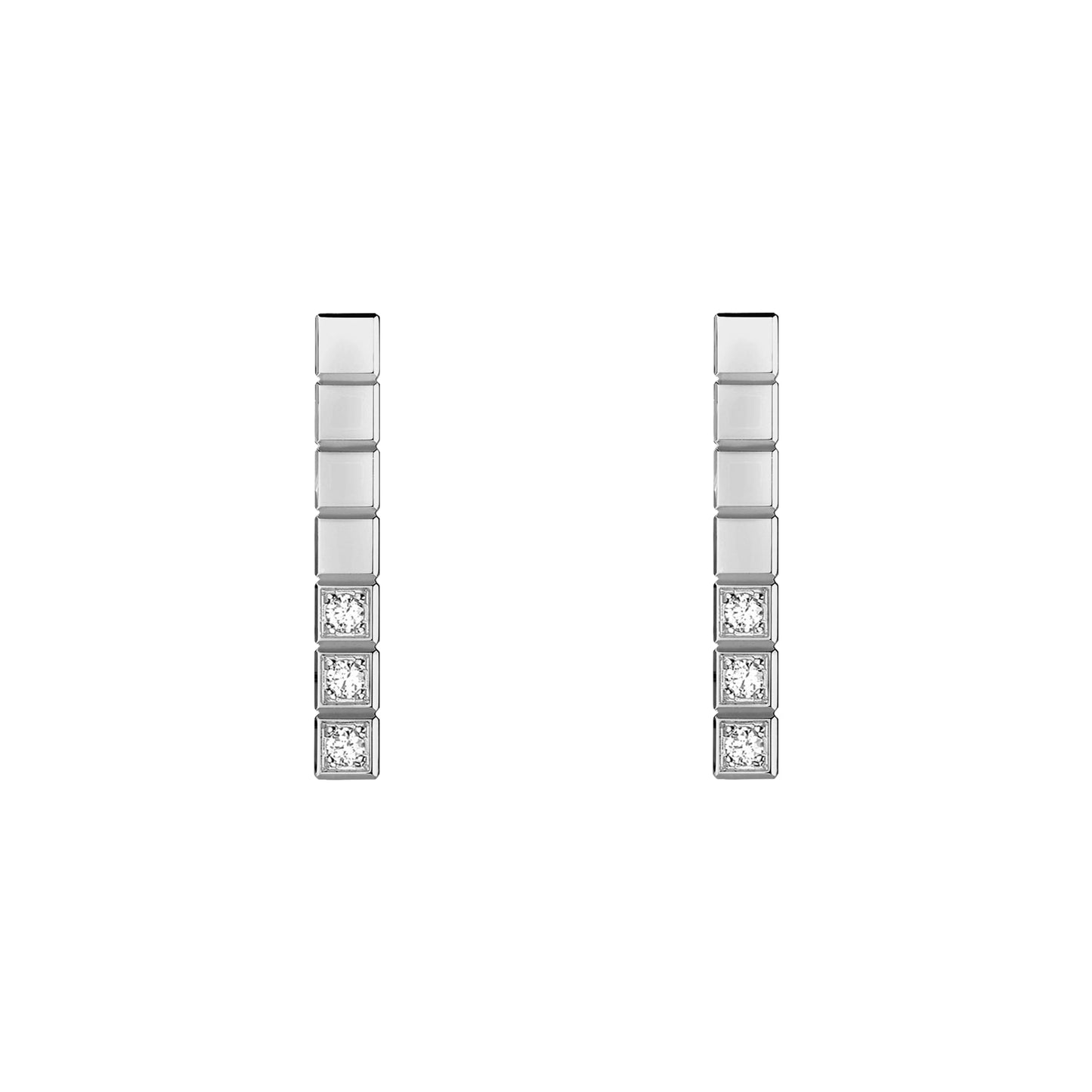 ICE CUBE EARRINGS, ETHICAL WHITE GOLD, HALF-SET DIAMONDS 837702-1002