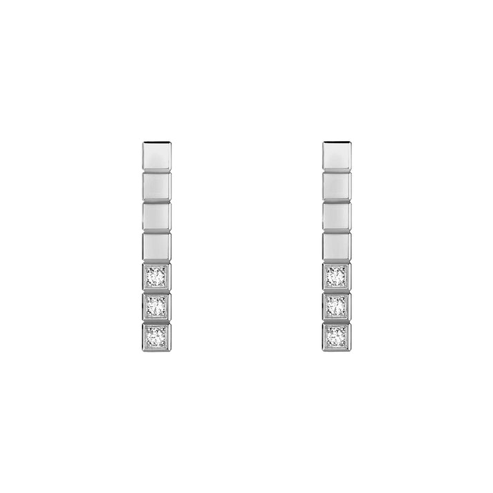 ICE CUBE EARRINGS, ETHICAL WHITE GOLD, HALF-SET DIAMONDS 837702-1002