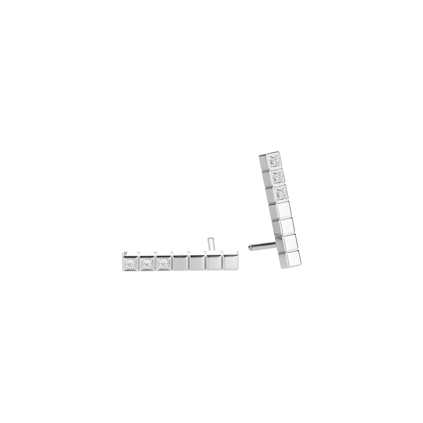ICE CUBE EARRINGS, ETHICAL WHITE GOLD, HALF-SET DIAMONDS 837702-1002