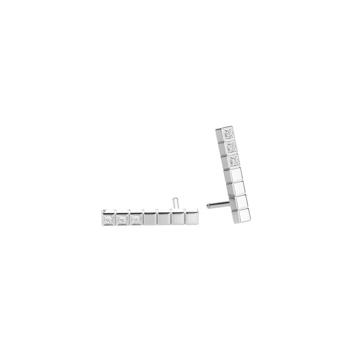 ICE CUBE EARRINGS, ETHICAL WHITE GOLD, HALF-SET DIAMONDS 837702-1002
