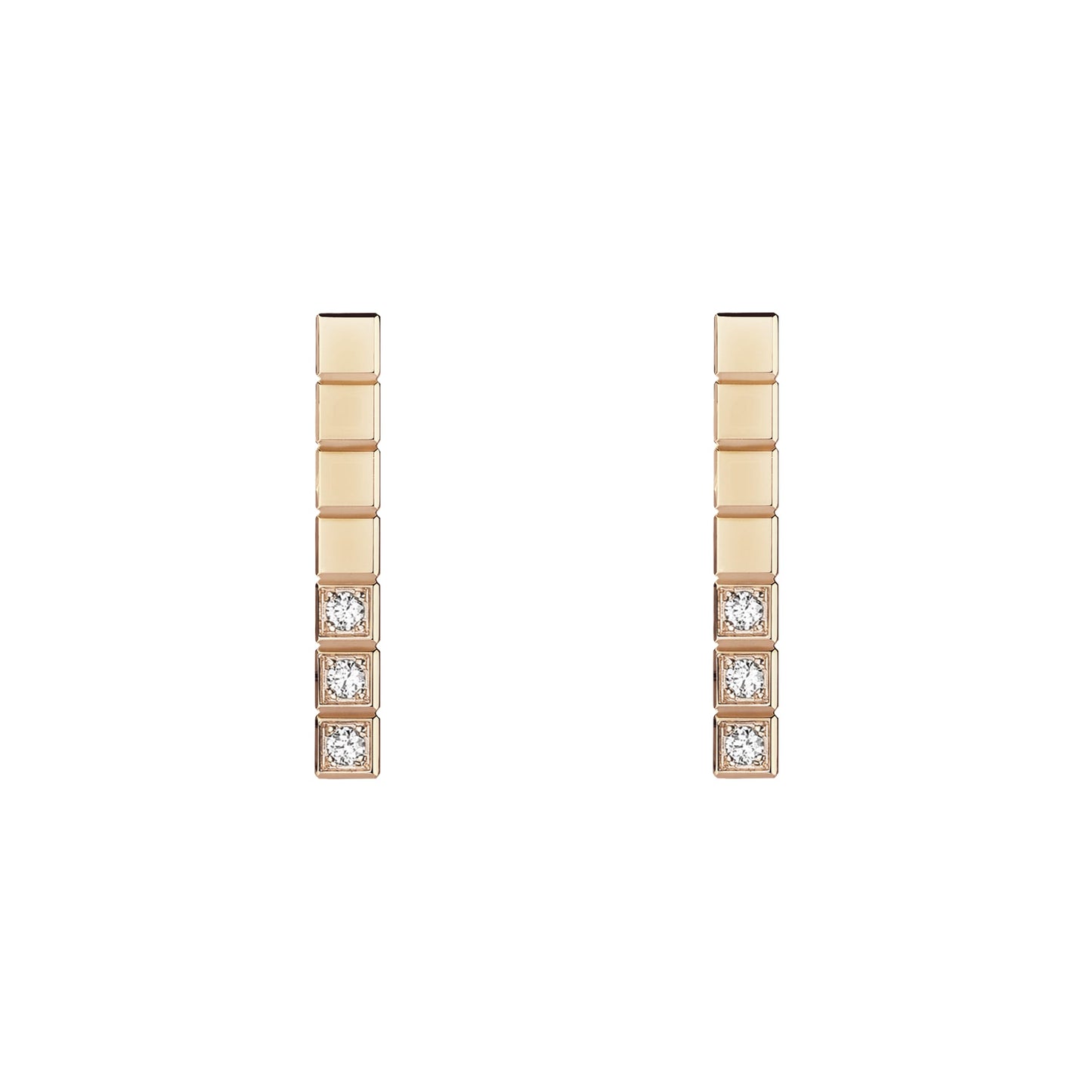ICE CUBE EARRINGS, ETHICAL ROSE GOLD, HALF-SET DIAMONDS 837702-5002