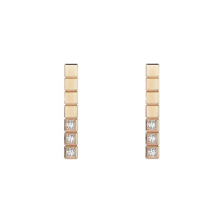 ICE CUBE EARRINGS, ETHICAL ROSE GOLD, HALF-SET DIAMONDS 837702-5002