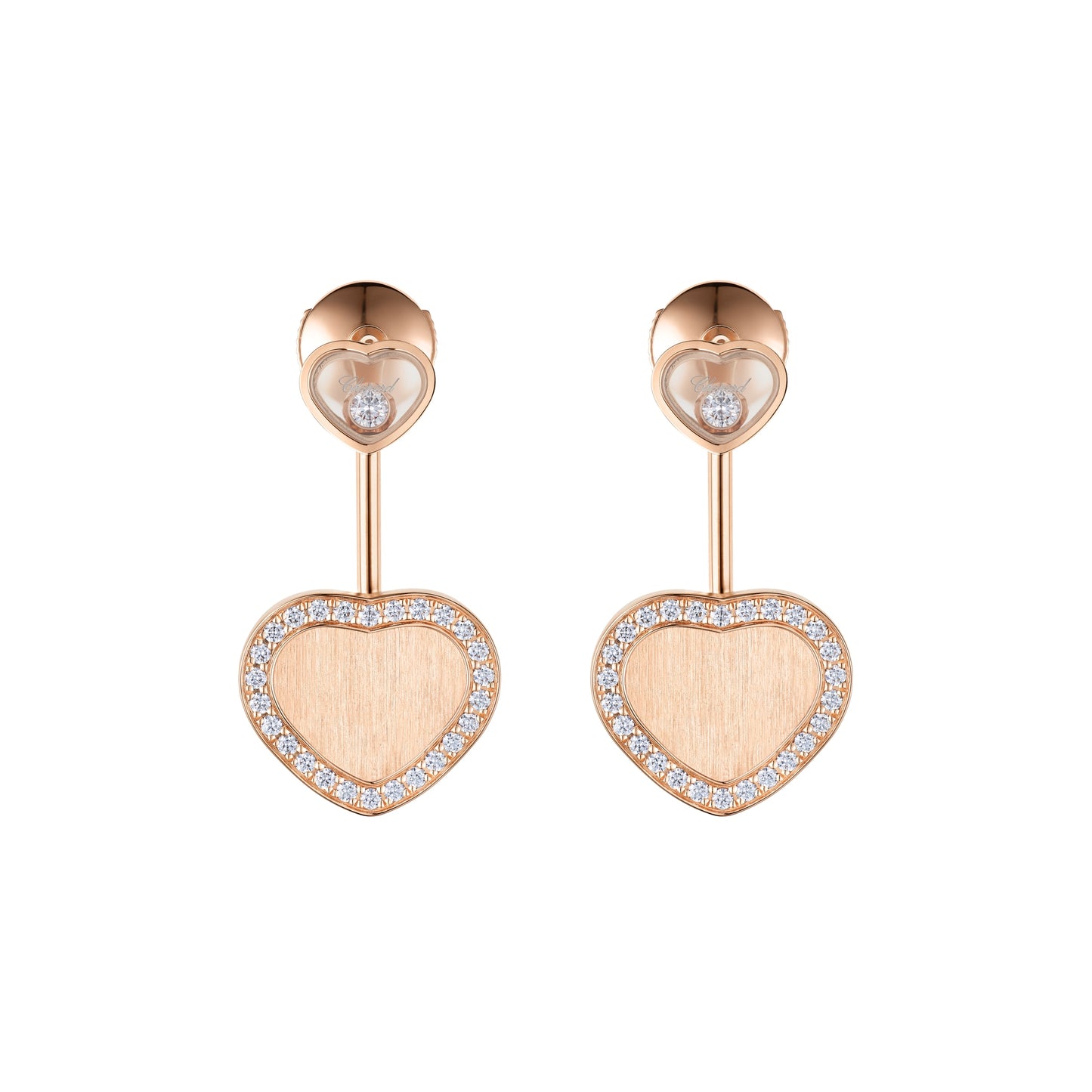 HAPPY HEARTS GOLDEN HEARTS EARRINGS, ETHICAL ROSE GOLD, DIAMONDS 83A007-5921