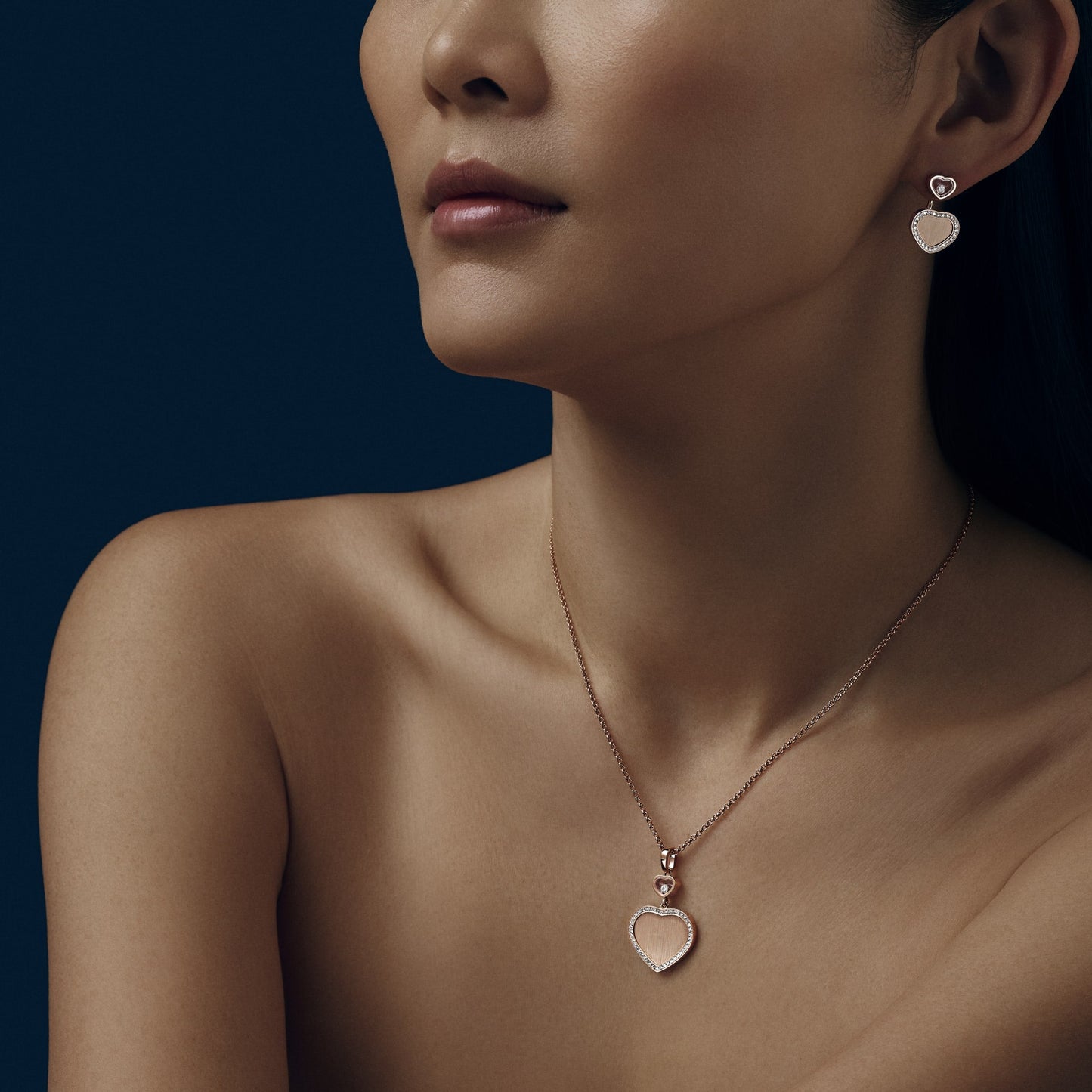 HAPPY HEARTS GOLDEN HEARTS EARRINGS, ETHICAL ROSE GOLD, DIAMONDS 83A007-5921