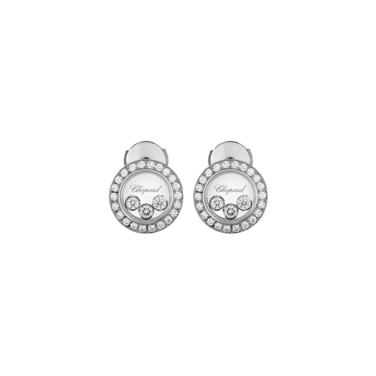 HAPPY DIAMONDS ICONS EARRINGS, ETHICAL WHITE GOLD, DIAMONDS 83A018-1201