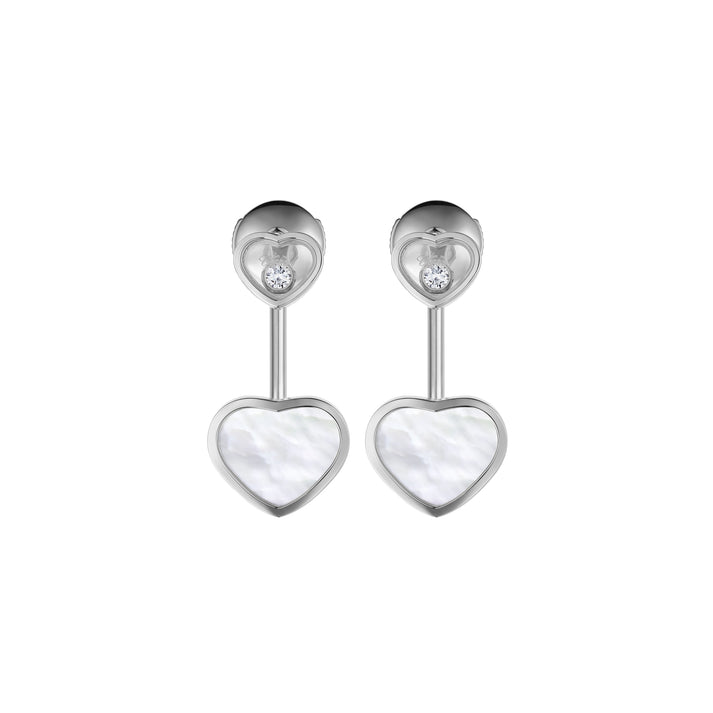 HAPPY HEARTS EARRINGS, ETHICAL WHITE GOLD, DIAMONDS, MOTHER-OF-PEARL 83A082-1301