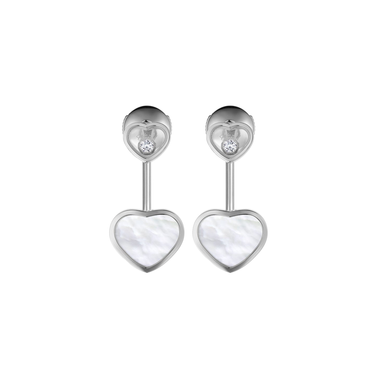 HAPPY HEARTS EARRINGS, ETHICAL WHITE GOLD, DIAMONDS, MOTHER-OF-PEARL 83A082-1301