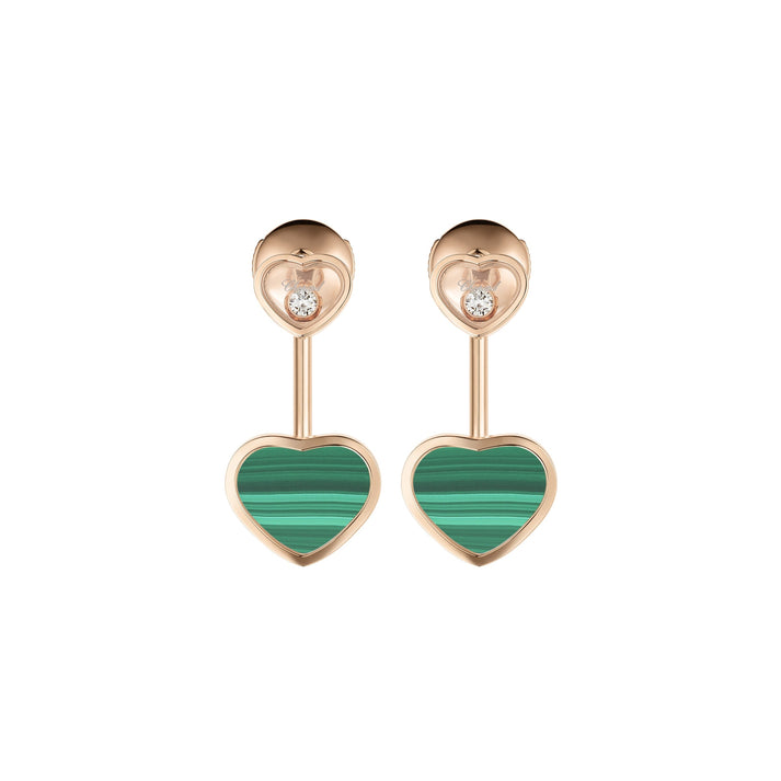 HAPPY HEARTS EARRINGS, ETHICAL ROSE GOLD, DIAMONDS, MALACHITE 83A082-5102