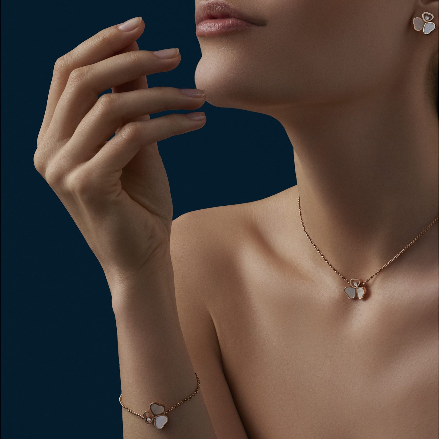 HAPPY HEARTS WINGS EARRINGS, ETHICAL ROSE GOLD, DIAMONDS, MOTHER-OF-PEARL 83A083-5301