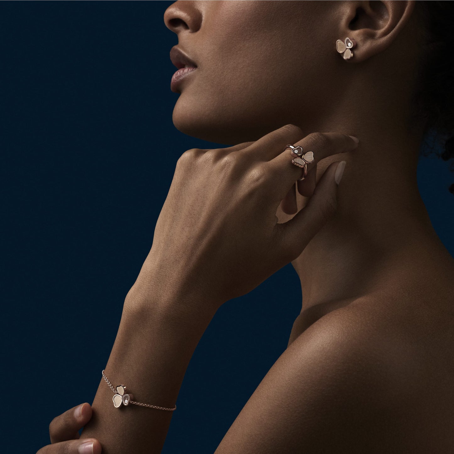 HAPPY HEARTS WINGS EARRINGS, ETHICAL ROSE GOLD, DIAMONDS 83A083-5701