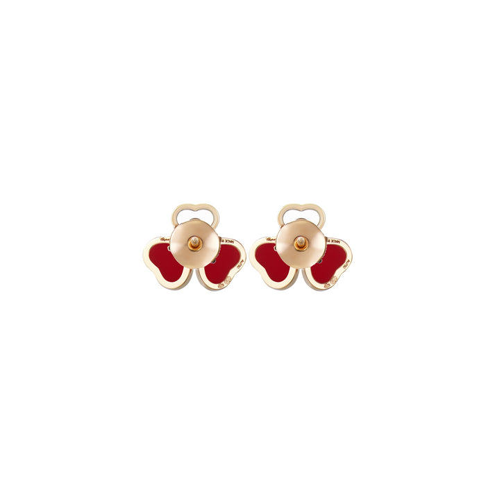 HAPPY HEARTS WINGS EARRINGS, ETHICAL ROSE GOLD, DIAMONDS, RED STONE 83A083-5801
