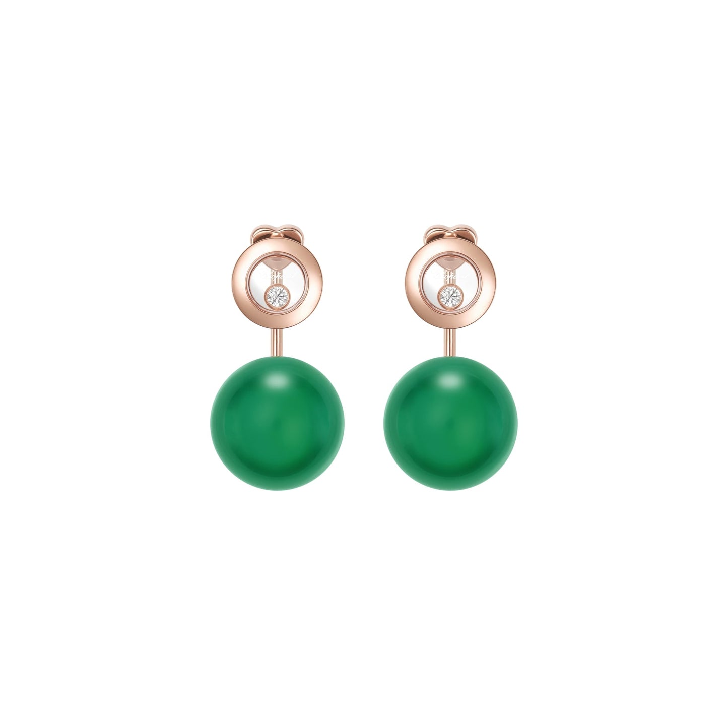 HAPPY DIAMONDS PLANET EARRINGS, ETHICAL ROSE GOLD, DIAMONDS, GREEN AGATE 83A619-5101