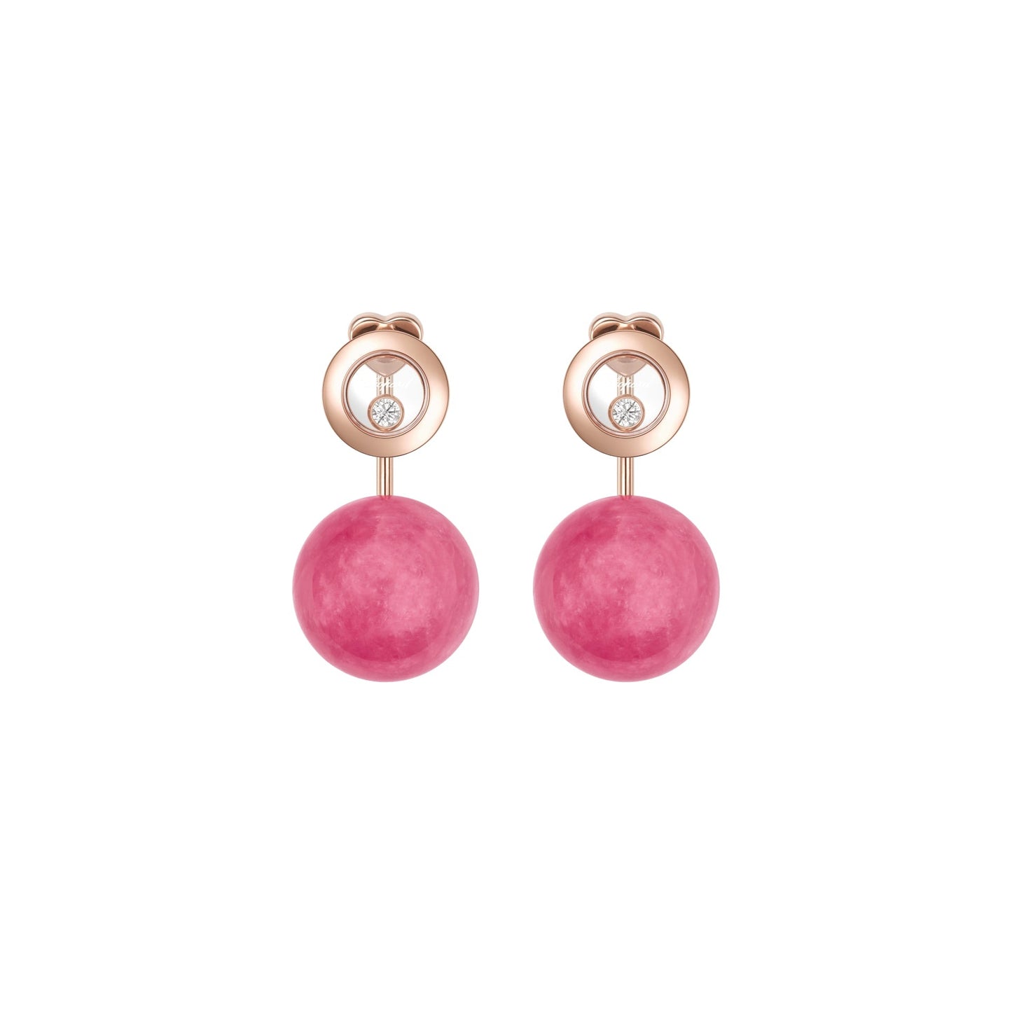 HAPPY DIAMONDS PLANET EARRINGS, ETHICAL ROSE GOLD, DIAMONDS, RHODOCHROSITE 83A619-5701
